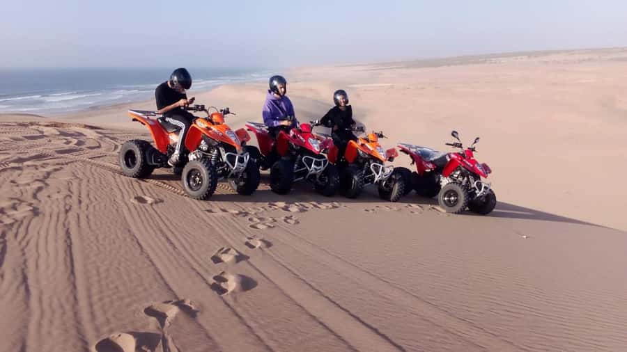 Agadir/Taghazout: Quad Bike and Sandboarding Tour - The ride from village tracks to open beach