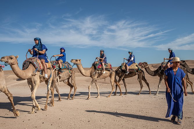 Agafay Desert Camel Experience with snack from Marrakech - Riding toward the Atlas Mountain views