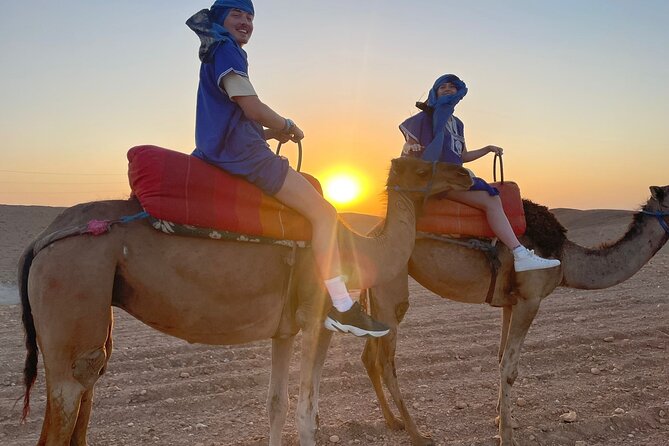 Agafay desert sunset camel ride Tour from Marrakech - Mint tea and live music in the Haima
