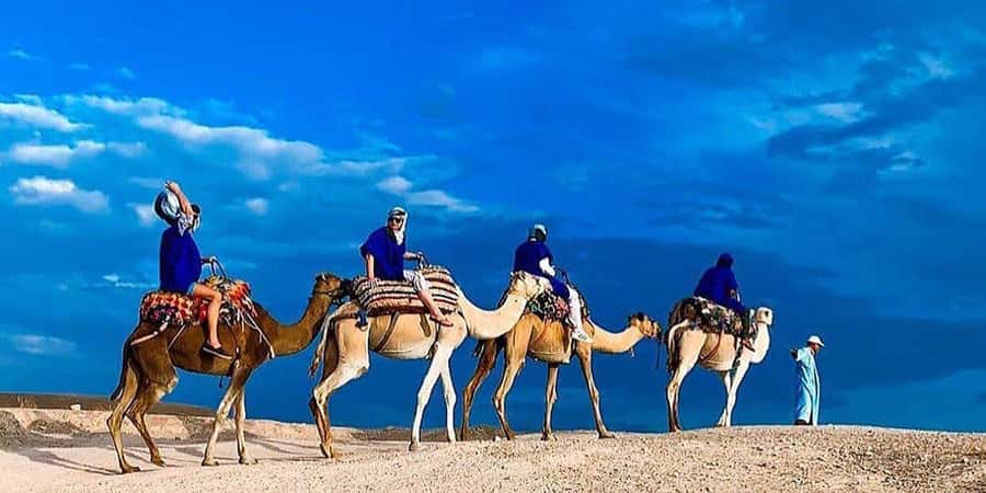 Agafay: Half-Day Rocky Desert Quad & Camel Ride with Lunch - Blue scarves, tea, and a small cultural pause