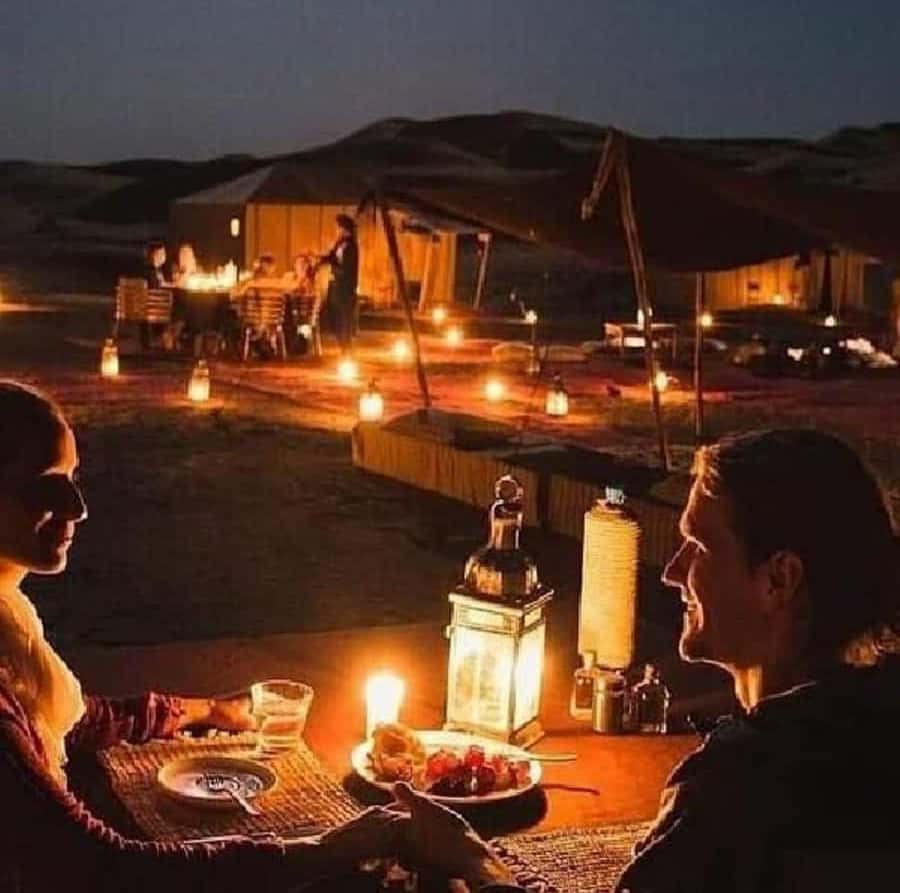 Buggy ride with camels and dinner show in agafay desert - Berber music, dancing, and the fire show