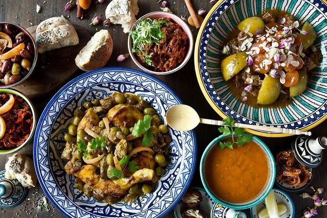 Cooking Class with Bread Workshop and Pastry in Fes - Sharing the finished meal with Moroccan tea