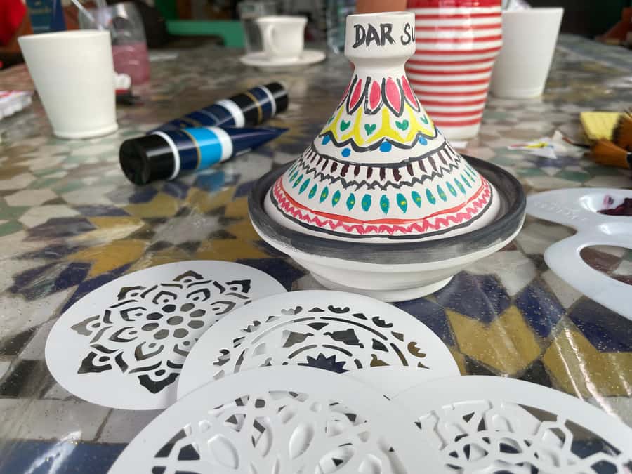 Creative Painting on Fes Pottery - A calm break inside the Fès medina