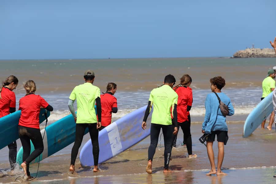 Essaouira: Surf Lessons - Moving into the water at Essaouira Bay