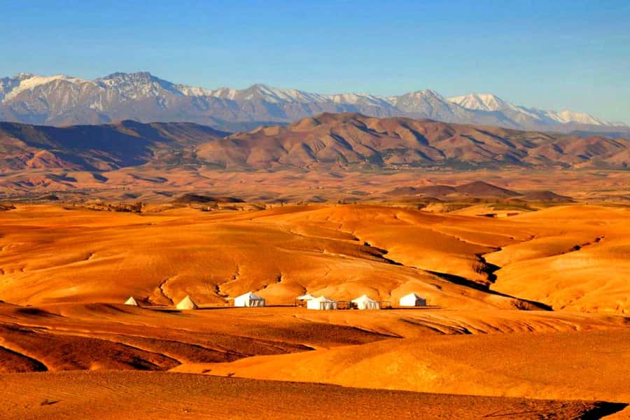 From Marrakech : Agafay Desert Sunset Dinner with Camel Ride - Berber music and the fire show