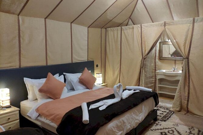 Luxury Camp in Merzouga Desert with Camel ride, Car 4WD - Sunset, sandboarding, and the first look at camp