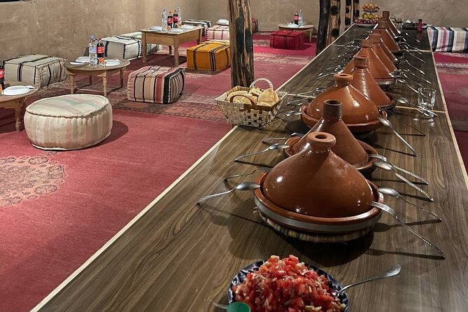 Magical dinner, sunset, music and fire show in Agafay desert - A short stop at an Argan oil cooperative