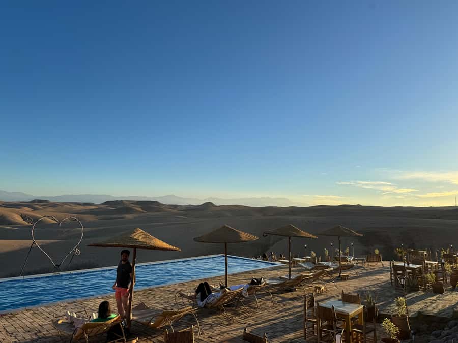 Marrakech: Agafay Desert Escape with Swimming Pool and Lunch - Returning to the pool after lunch