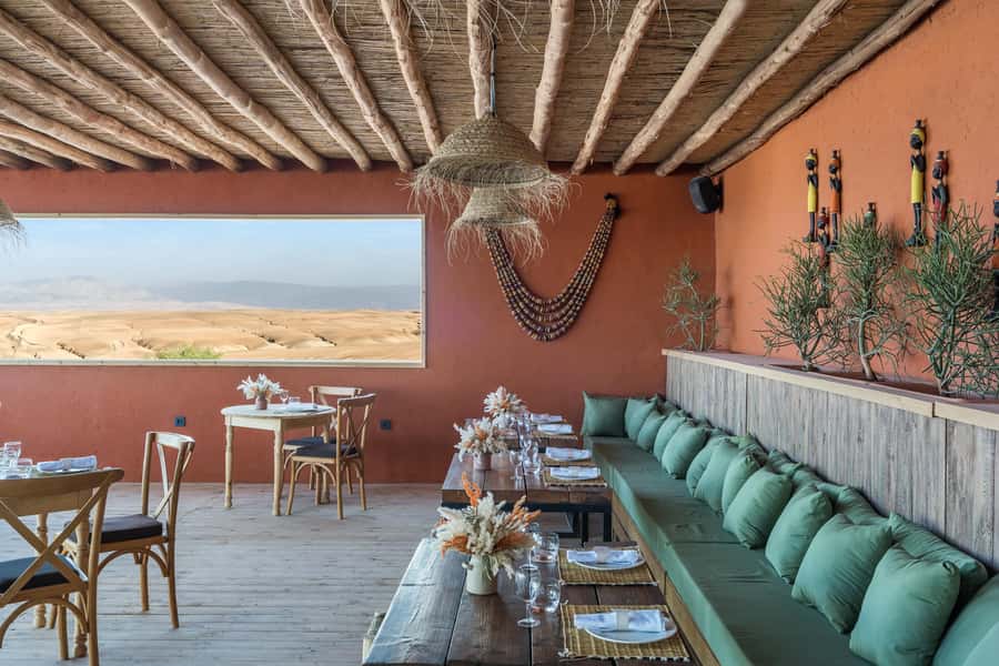 Marrakech: Agafay Desert Inara Camp Pool Day Pass with Lunch - Arriving at Les Terrasses d’Agafay