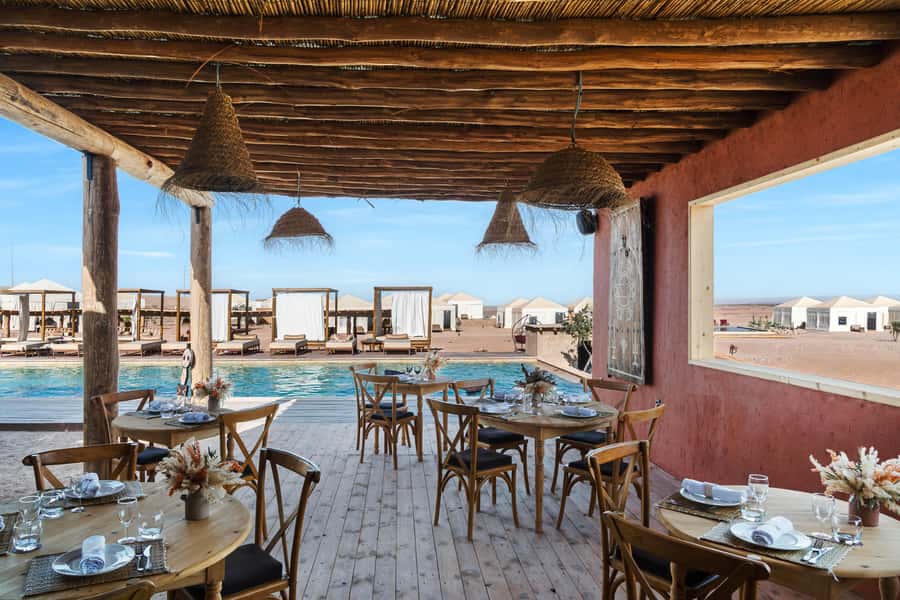 Marrakech: Agafay Desert Inara Camp Pool Day Pass with Lunch - Meeting at La Mamounia Hotel