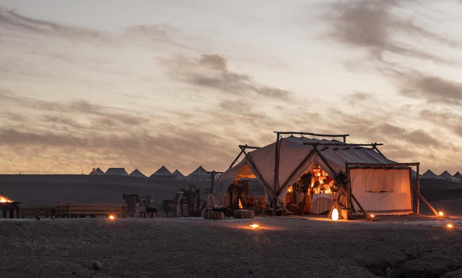 Marrakech: Agafay Desert Private Dinner w/ Music & Fire Show - A 30-minute camel ride at sunset