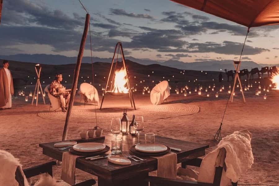Marrakech: Agafay Desert Quad Bike with Camels & Dinner Show - Shared quad biking across the pale plateaus