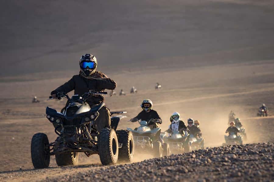Marrakech: Agafay Desert Sunset Camel Ride, Quad & Dinner - One Hour on a Quad in the Agafay Desert