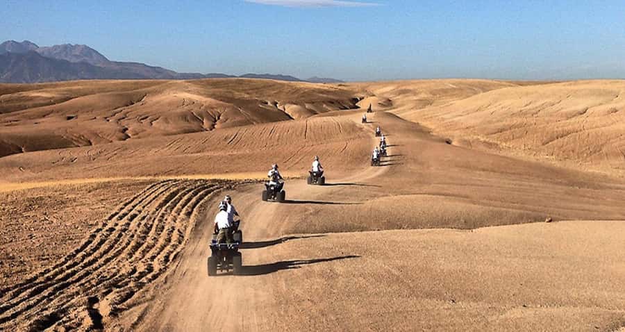 Marrakech: Agafay Dinner Show with Quad/Camel Ride and Pool - Sunset over the Agafay scenery