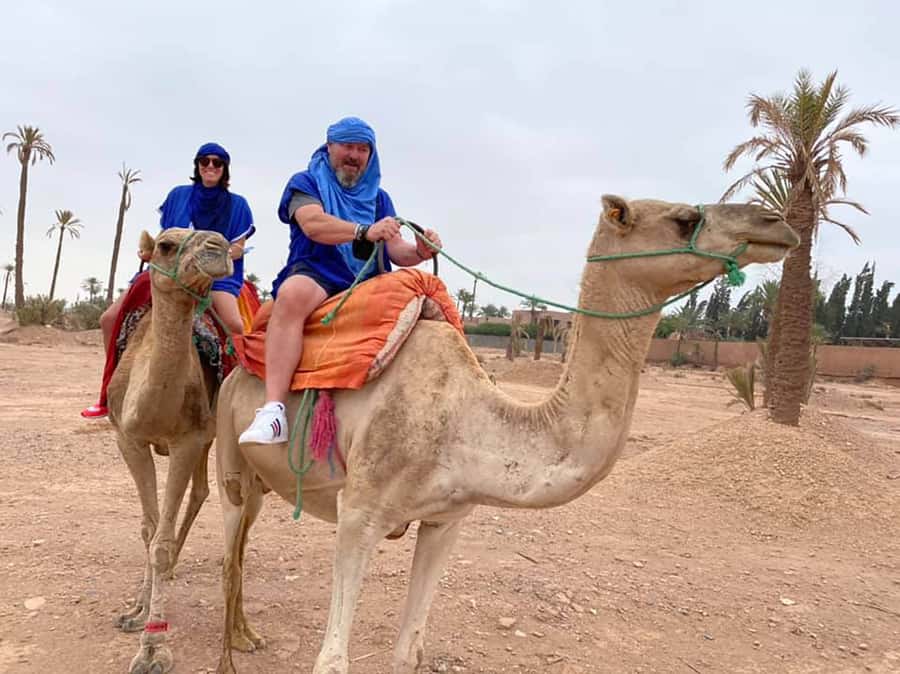 Marrakech Camel Ride in the Palmeraie Palm Grove - Climbing onto the camel