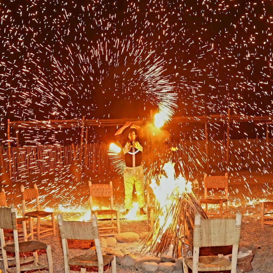 Marrakech: Camel Ride & Sunset Dinner with Fire Show - A generous Moroccan dinner at camp