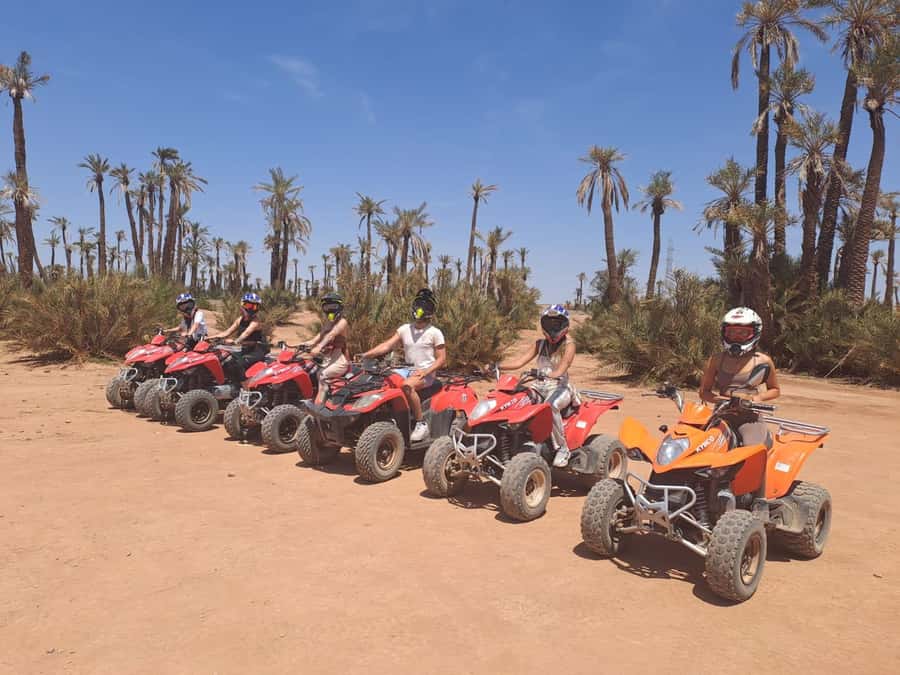 Marrakech: Guided Quad Bike and Camel Ride Tour with Tea - Safety briefing before the quad bikes