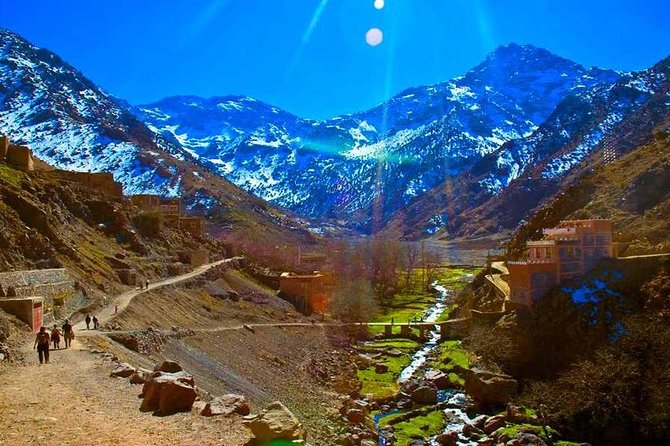 Marrakech High Atlas mountains 3 Valleys waterfalls & Camel Ride - The walk to the waterfalls below Mount Toubkal