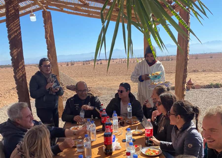 Marrakech: Quad Bike and Camel Ride Tour - Tea, bread, honey, and a low Berber table