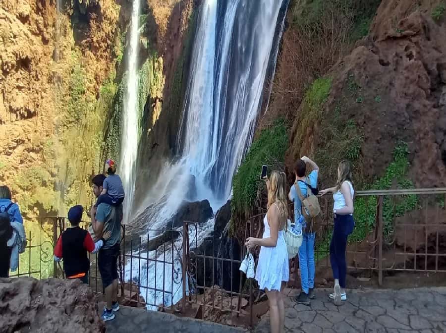 Marrakech to Ouzoud waterfalls day tour - Guide & boat ride - Walking down to the 110-meter cascades