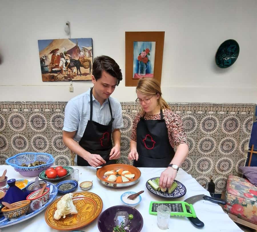 Marrakech: Traditional Moroccan Cooking Class & Market Visit - Preparing starters, tagines, and dessert