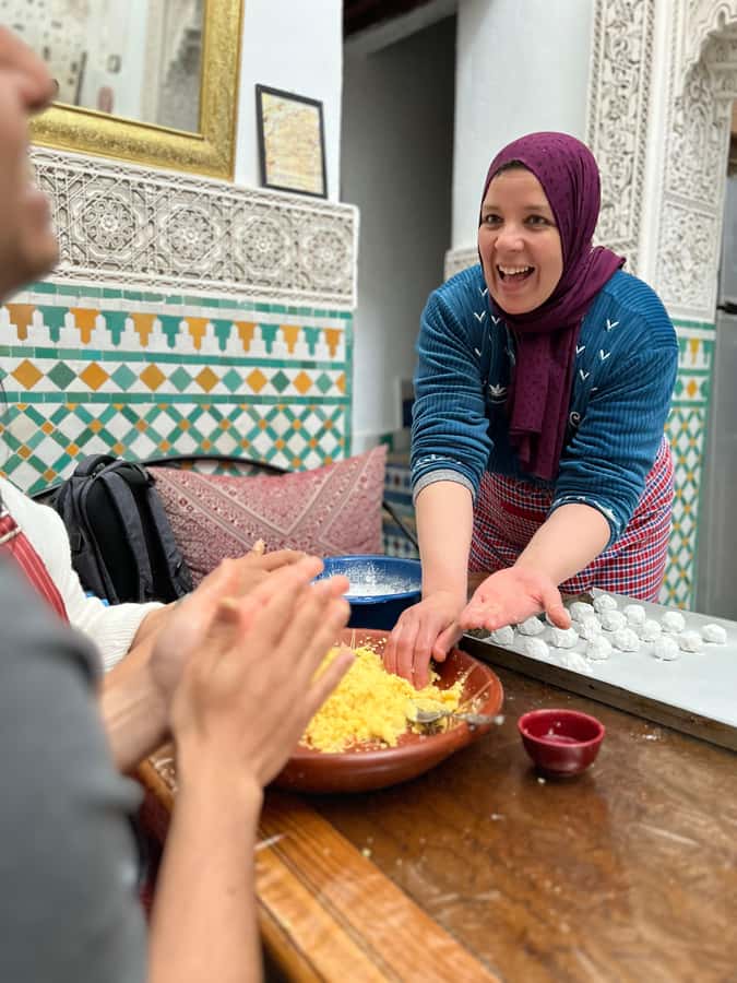 Moroccan Crepes & Pastries Kitchen - Finding Dar Sunrise Fes from Bab Boujloud