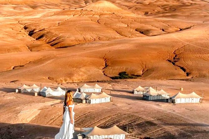 Sunset & Camel Ride & Dinner in Desert Agafay Marrakech - Dinner under canvas and open sky